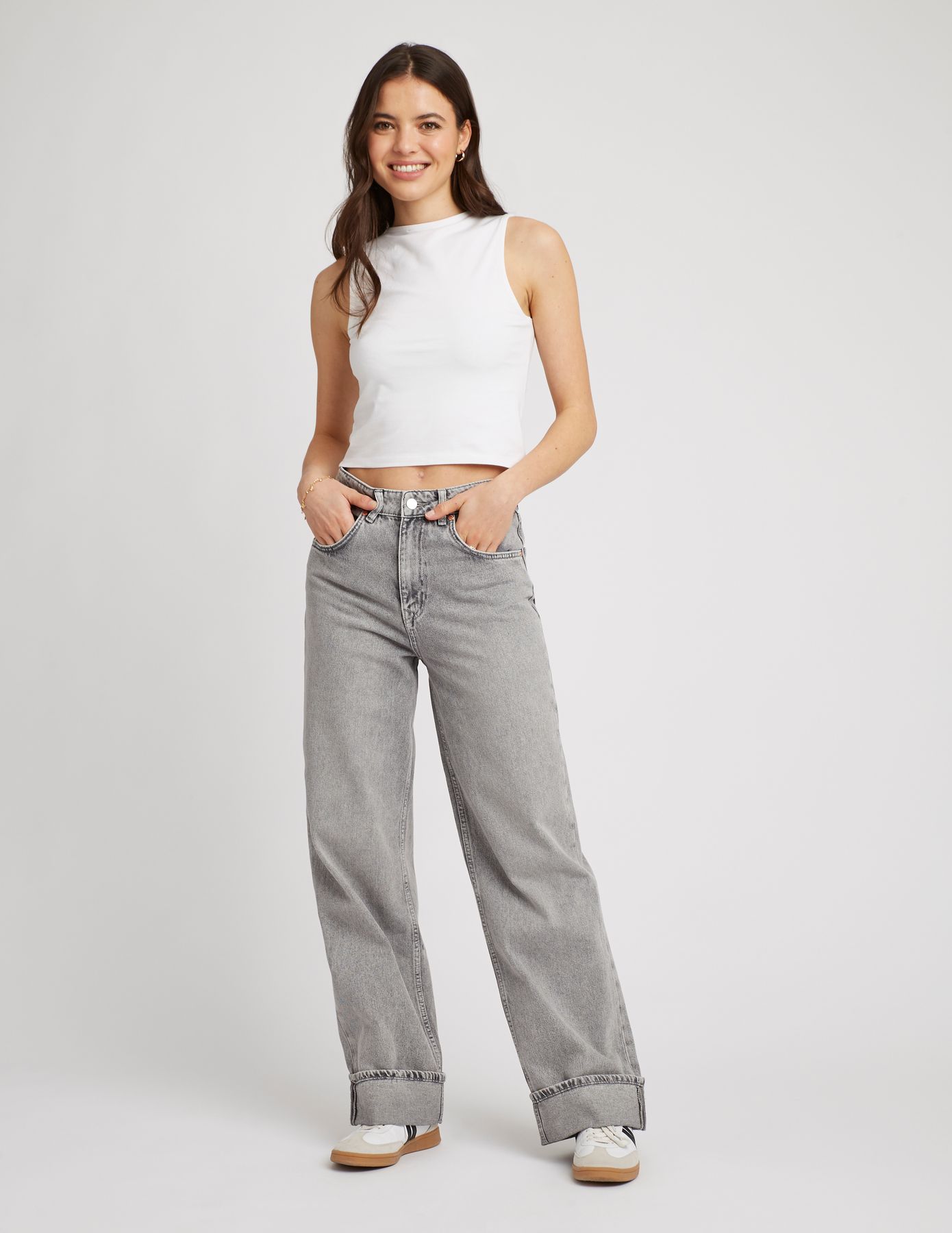 Jean baggy à revers