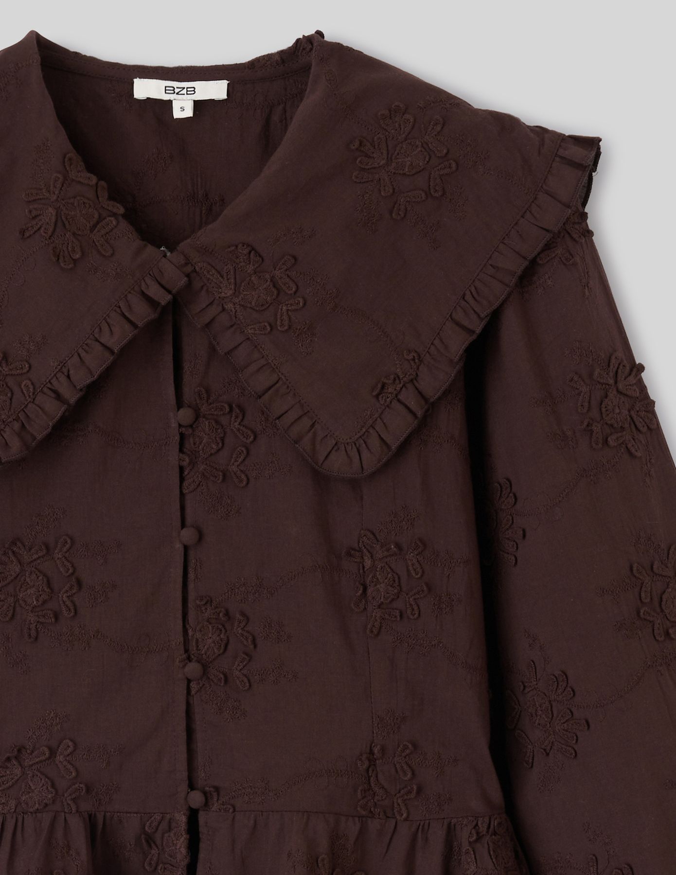 Chemise maxi col broderie 3D