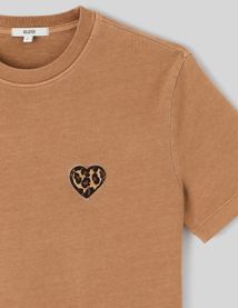 T-shirt broderie léopard