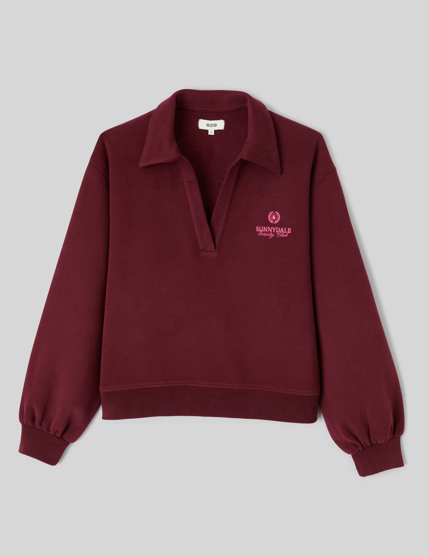 Sweat col polo broderie poitrine