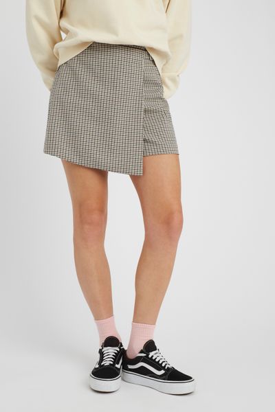 Jupe short carreaux en polyester recycl&eacute;