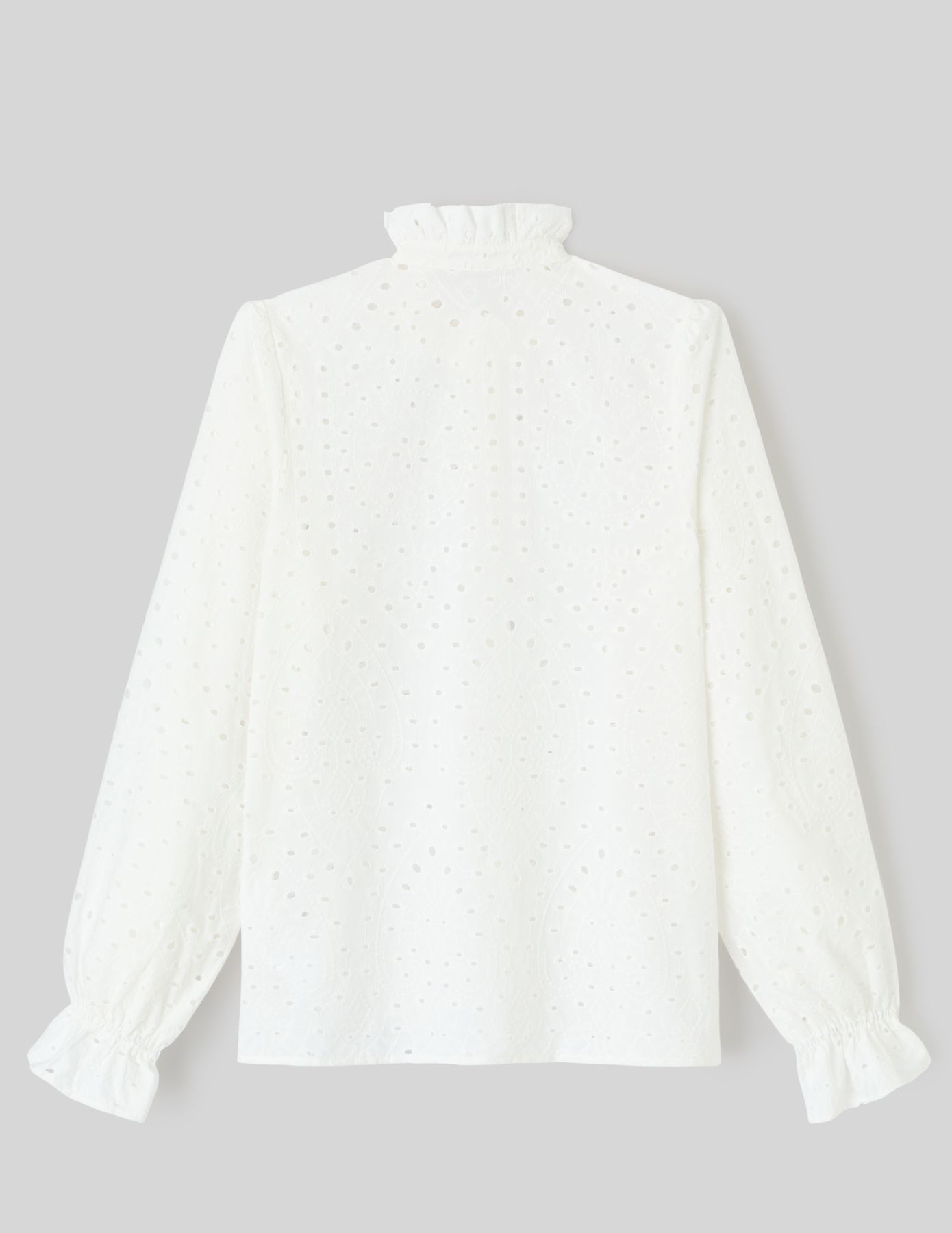 Chemise col montant broderie anglaise