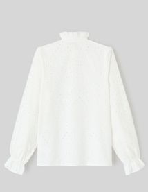 Chemise col montant broderie anglaise