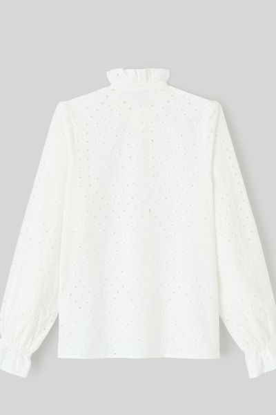 Chemise col montant broderie anglaise