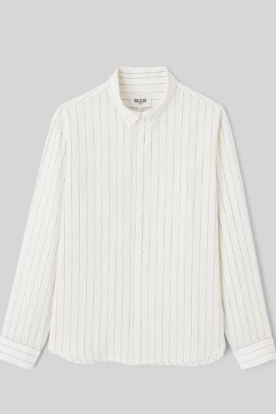 Chemise manches longues ray&eacute;e viscose lin