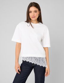 T-shirt avec empi&egrave;cement en dentelle