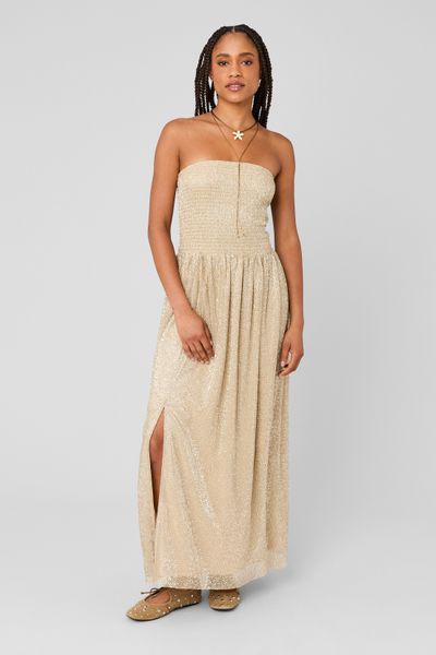 Robe longue bustier brillante