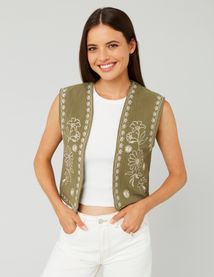 Veste sans manches brod&eacute;e