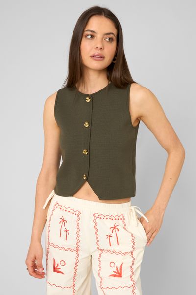 Top sans manches boutonn&eacute;