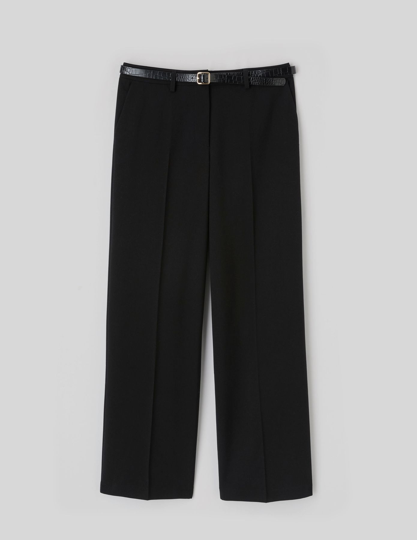 Pantalon droit &agrave; ceinture
