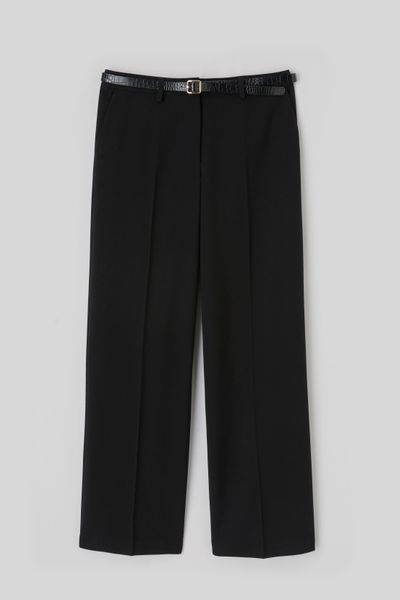 Pantalon droit &agrave; ceinture
