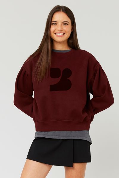 Sweat col rond imprimé flock