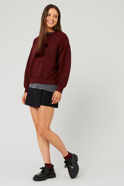 Sweat col rond imprimé flock