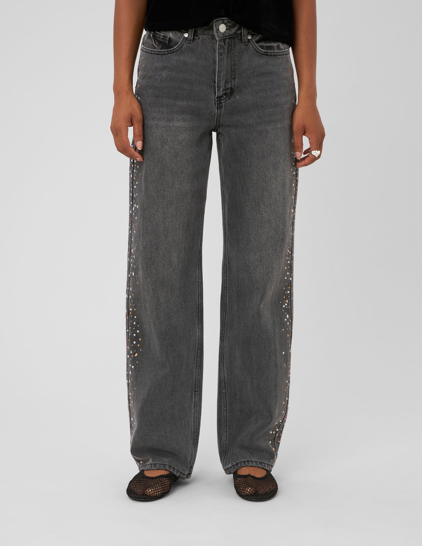 Jean droit strass