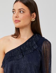 Blouse asym&eacute;trique paillet&eacute;e