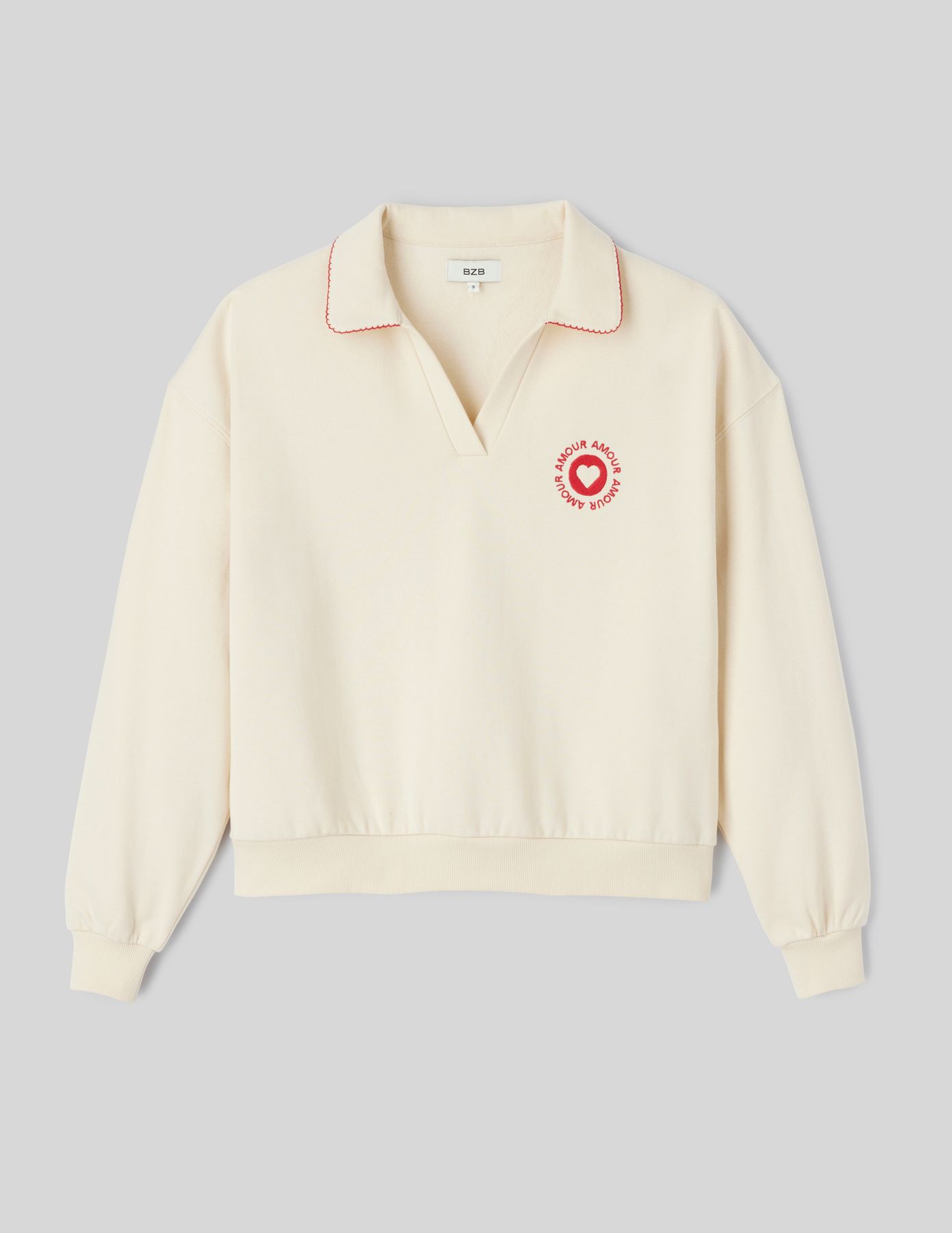 Sweat col polo brod&eacute;