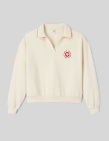 Sweat col polo brod&eacute;