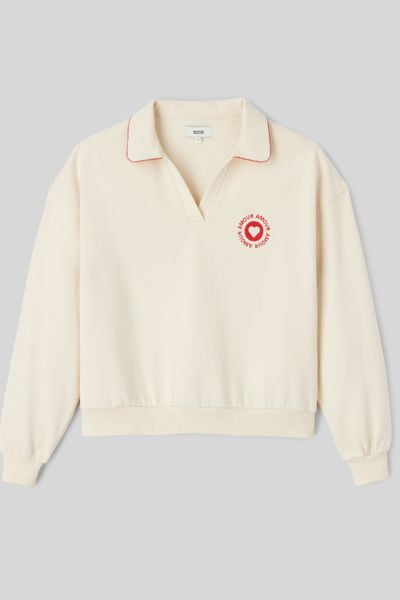 Sweat col polo brodé