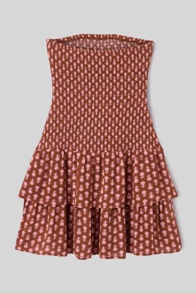 Robe courte imprim&eacute;e bustier