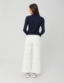 Pantalon velours brodé coeur