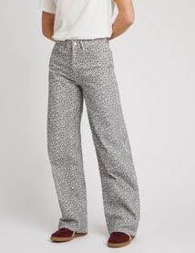 Jean wide leg imprimé léopard