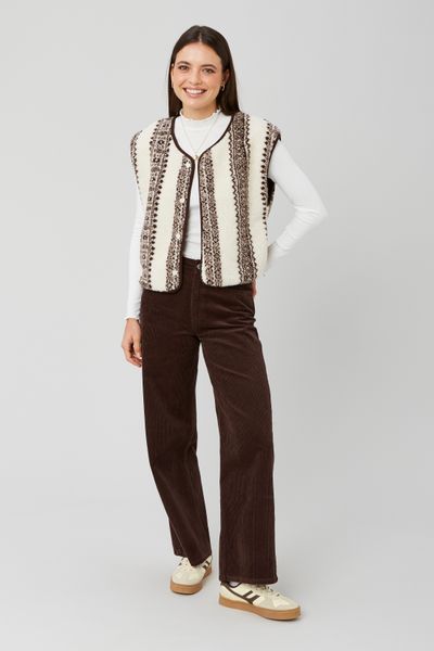 Gilet sherpa sans manches imprimé