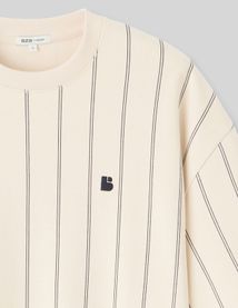 T-shirt broderie poitrine rayé