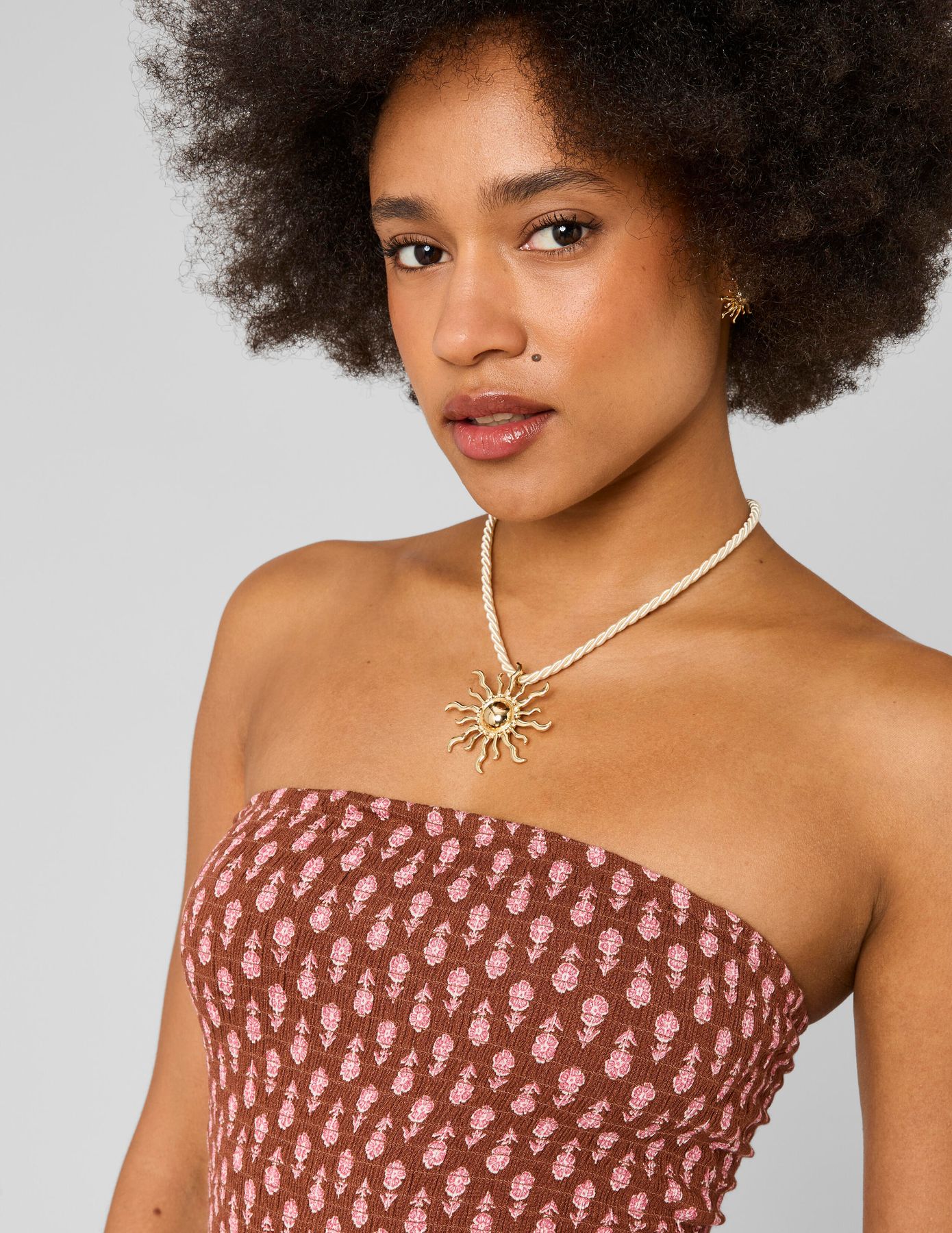 Robe courte imprim&eacute;e bustier