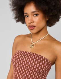 Robe courte imprim&eacute;e bustier