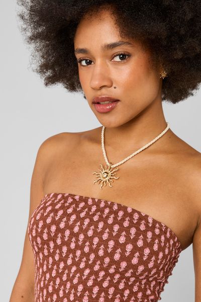 Robe courte imprim&eacute;e bustier