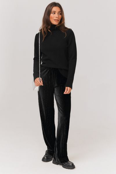 Pantalon wide leg en maille velours