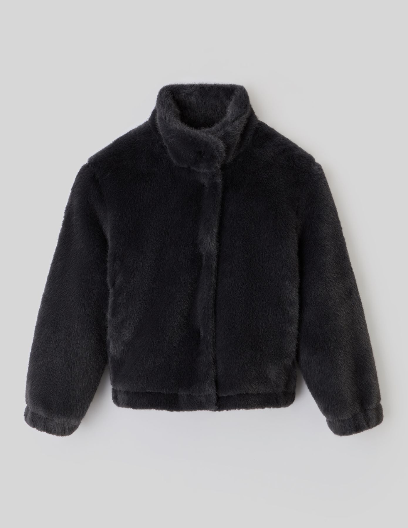 Blouson matière duveteuse col montant