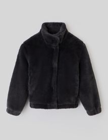 Blouson matière duveteuse col montant