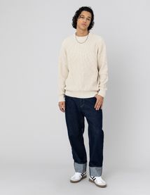 Pull col rond matière fantaisie