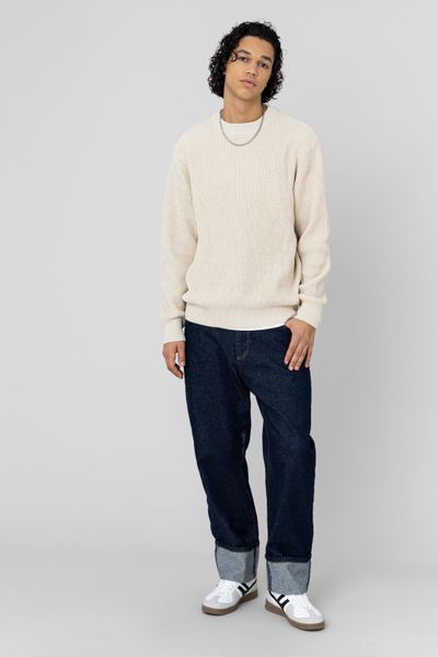 Pull col rond matière fantaisie