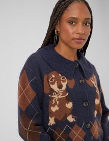 Cardigan jacquard boutonn&eacute;