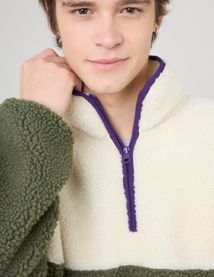 Sweat en sherpa colorblock