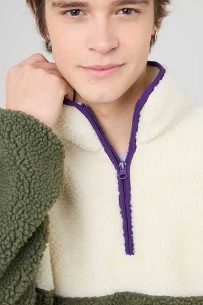 Sweat en sherpa colorblock