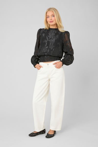 Blouse f&ecirc;te jacquard nou&eacute;e