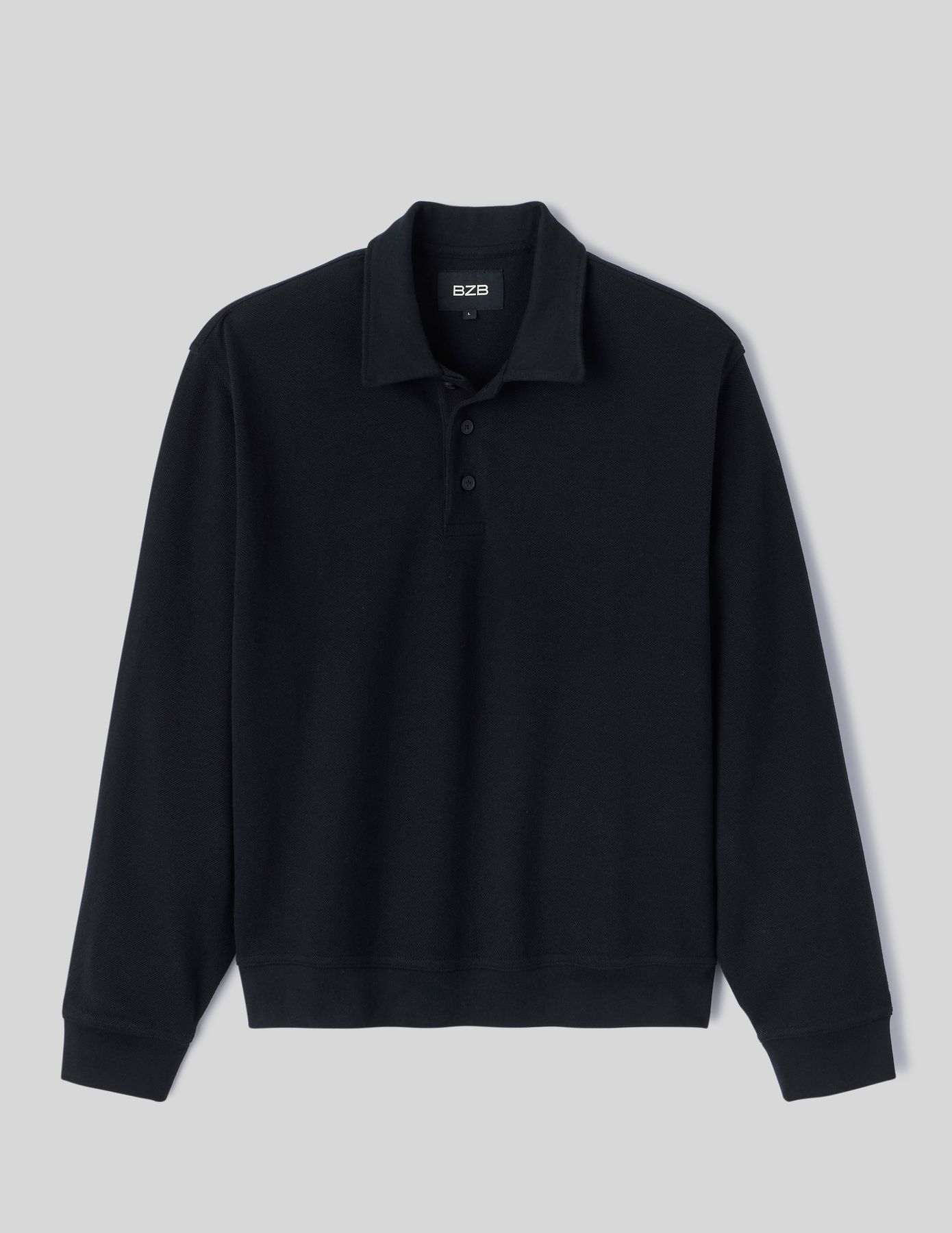 Sweat col polo gaufr&eacute;