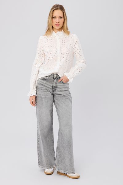 Chemise col montant broderie anglaise