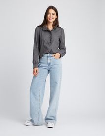Chemise col montant en flanelle