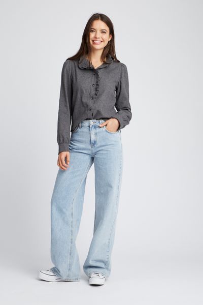 Chemise col montant en flanelle