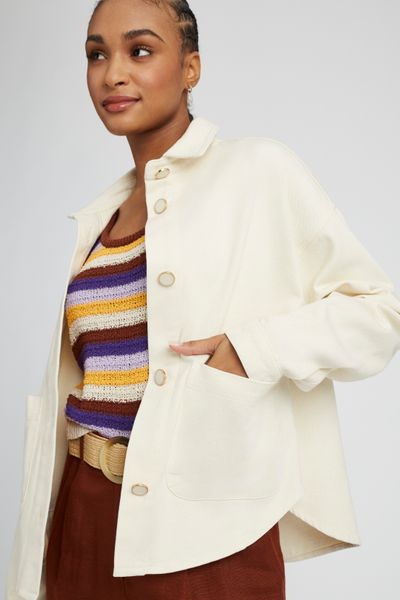 Veste en jean boutons dor&eacute;s