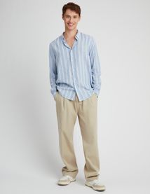 Chemise rayée droite en lin