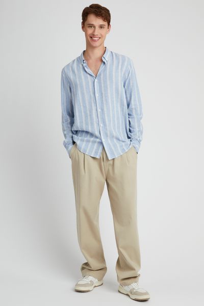 Chemise rayée droite en lin