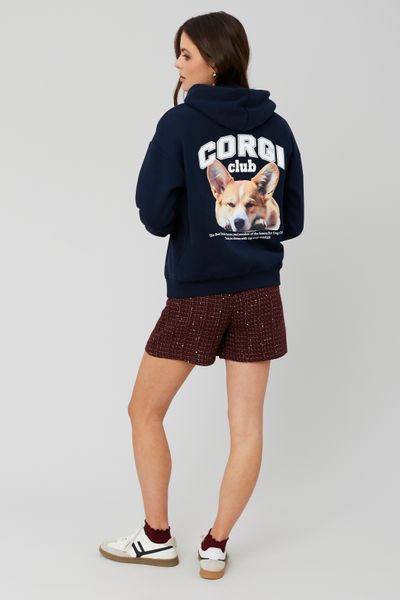 Sweat col capuche imprimé devant/dos