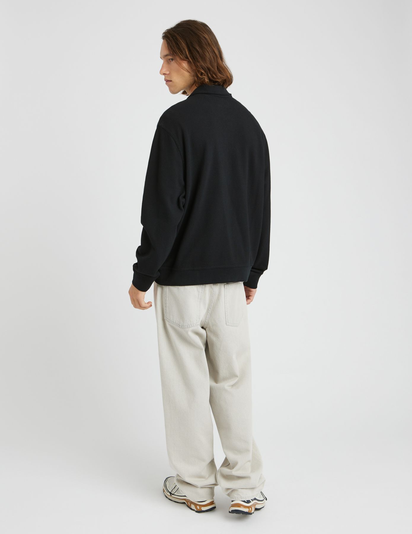 Sweat col polo gaufr&eacute;