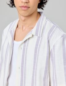 Chemise manches courtes rayée rustique
