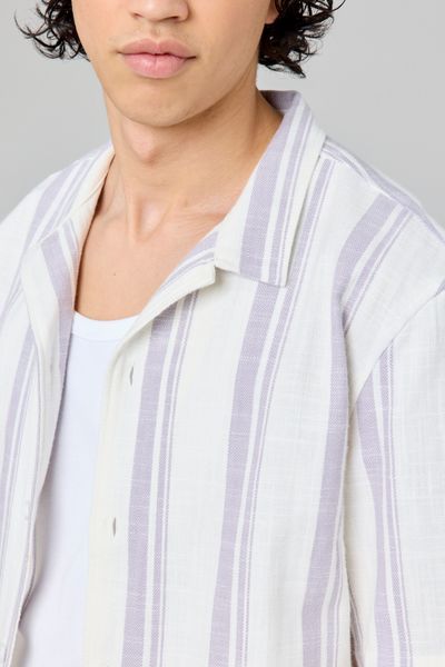 Chemise manches courtes rayée rustique